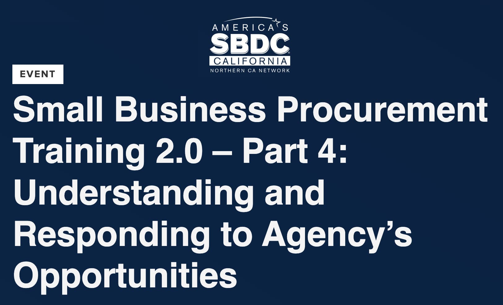 Event banner for small business procurement training 2.0. - part 4